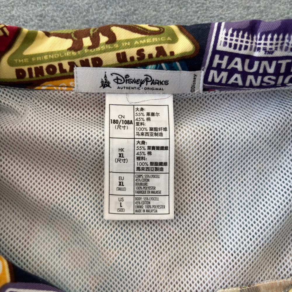 Disney Parks Men Large Attraction Patch All Over Print Button Down Shirt - Picture 4 of 7